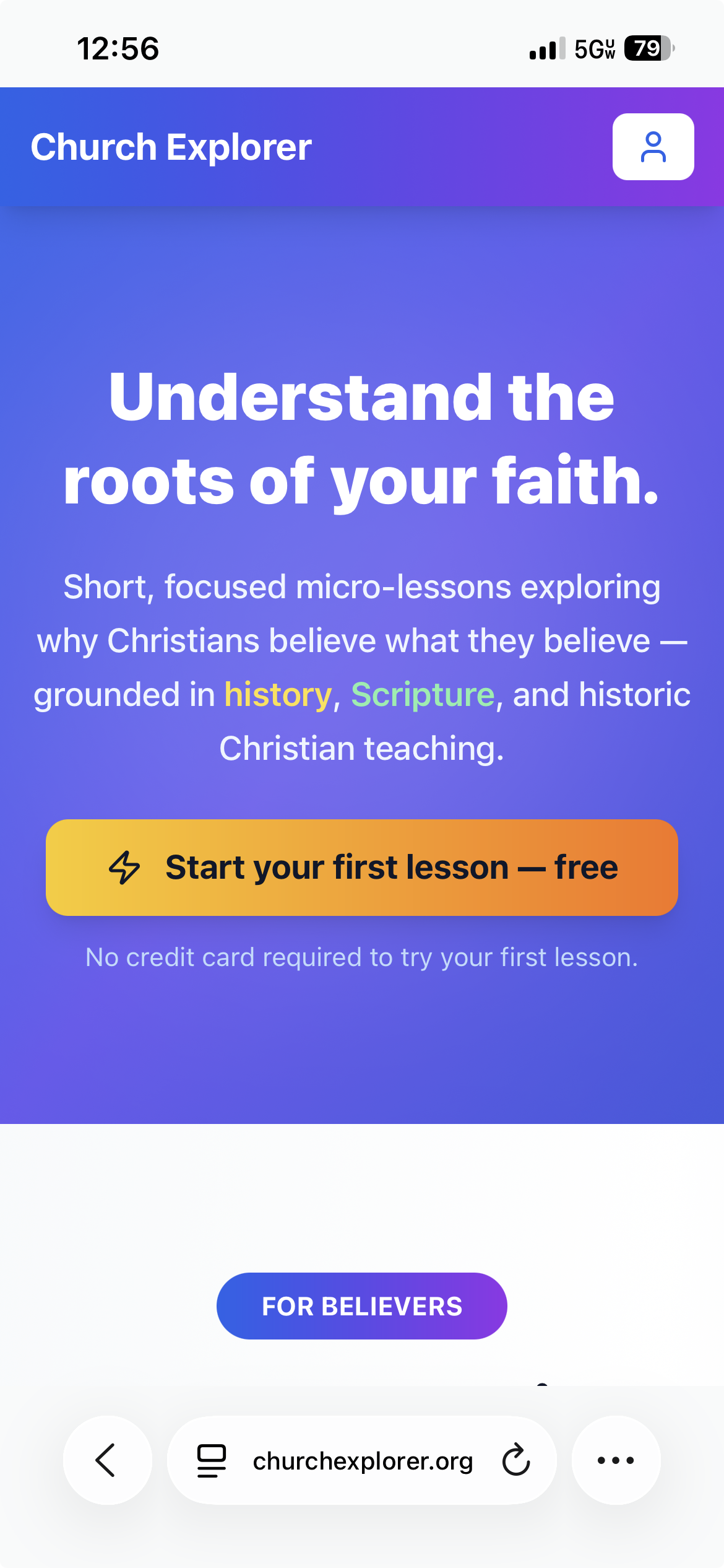 Church Explorer web app screenshot